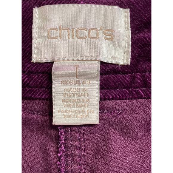 Chicos Merlot Corduroy Straight Leg Pant Sz 8 Chicos 1 Casual Girl Boss Normcore - Picture 7 of 11